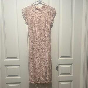 Source Unknown Blush Lace Midi Dress
